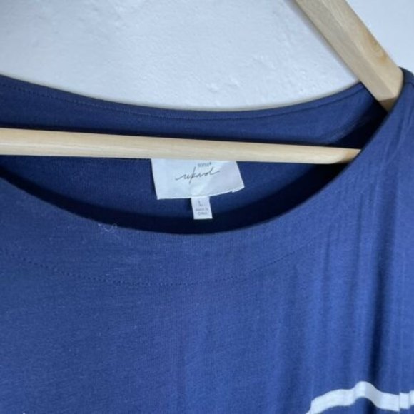 Soma WKND women's large navy blue white striped shirt sleeve maxi dress - Picture 4 of 6